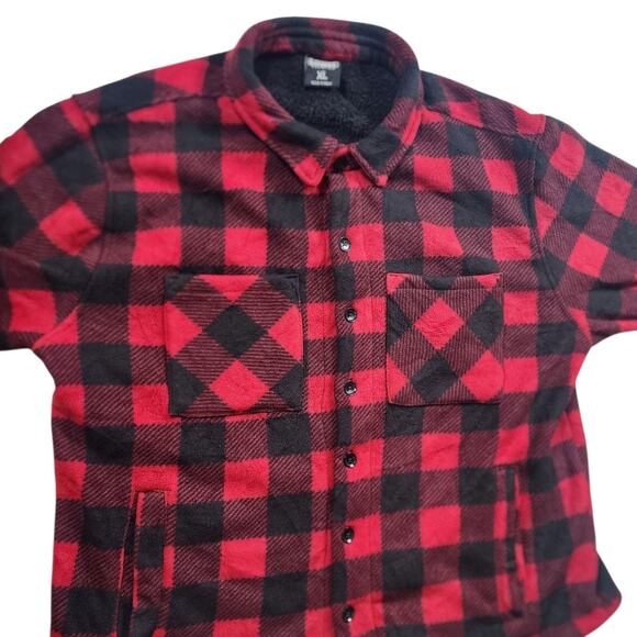 Lowes Premium Flannel Shirt XL Sherpa Jacket Lumberjack Shacket Cozy Work Hiking - Picture 2 of 11